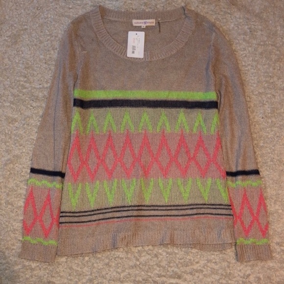altar'd state neon knitted sleeve Sweater Oversize - Picture 1 of 6
